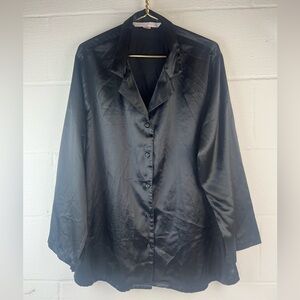 Victoria’s Secret Black Satin Pajama Top, Large